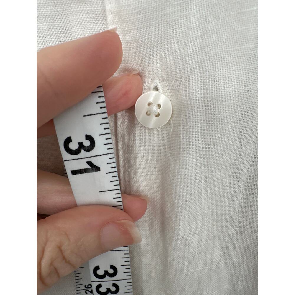 90s Vintage Shirt Mens XXL White Linen Button Short Sleeve Coastal Beach Camp - Picture 5 of 6